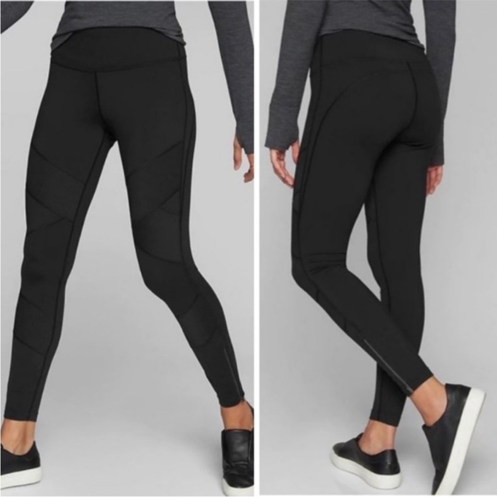 Athleta Sophia Street Moto Black Tight Legging Zippered Ankle Medium‎